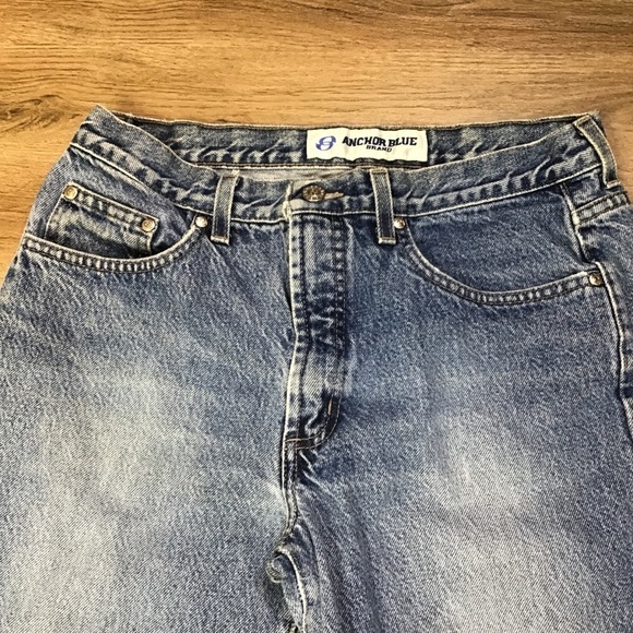 Vtg Anchor Blue MOM Jeans Juniors Size 11 High Rise Wide Leg Distress Light Blue - Picture 7 of 14